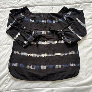 Bailey 44 Off The Shoulder Top Womens‎ Size XS Black Tie Sleeve Blue Striped